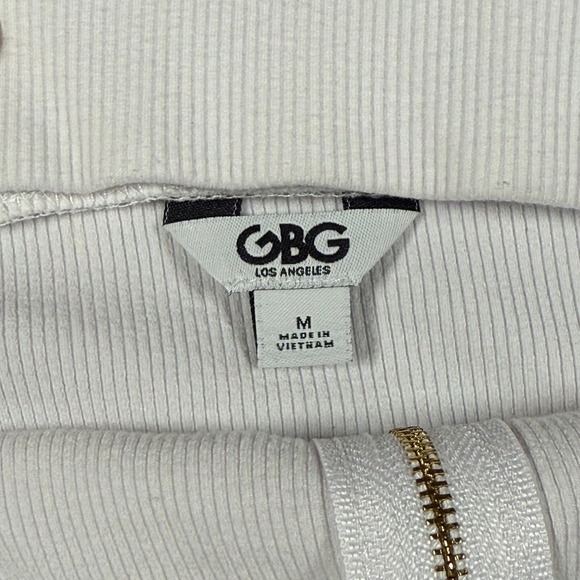 GBG Los‎ Angeles White Ribbed Strapless Tube Top Zipper Front Size M - Picture 2 of 7
